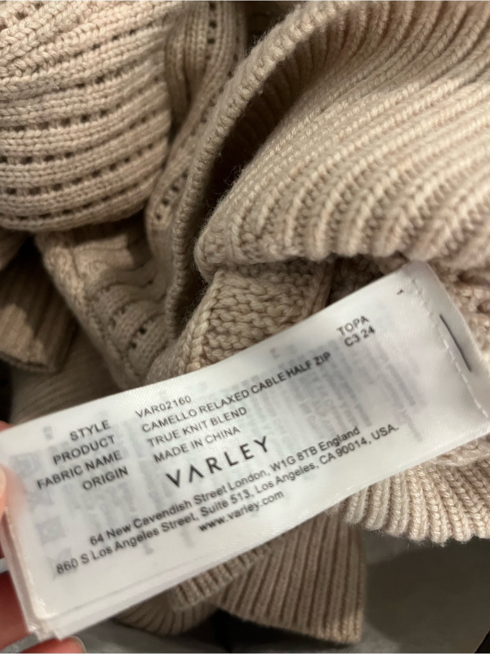 Varley CAMELLO RELAXED CABLE HALF ZIP TRUE KNIT BLEND - Picture 7 of 7